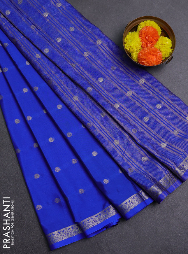 Royal Blue Semi Mysore Silk Saree