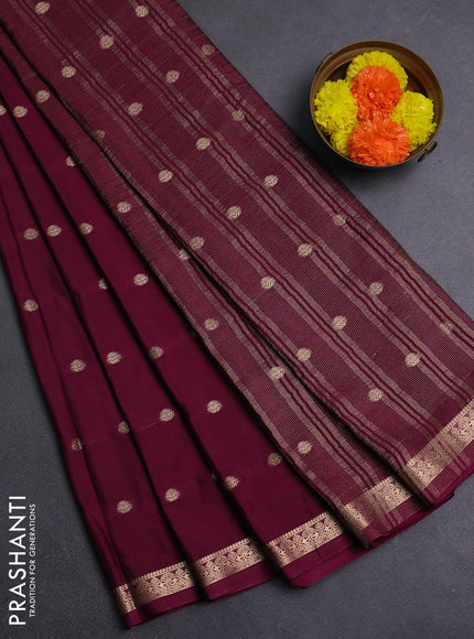 Wine Semi Mysore Silk Saree