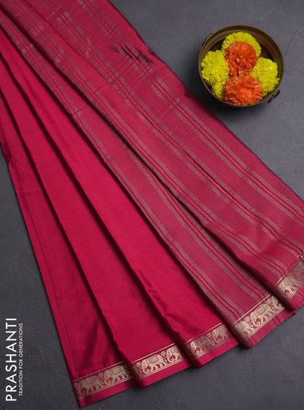 Peach Pink Semi Mysore Silk Saree