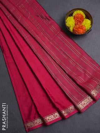 Peach Pink Semi Mysore Silk Saree