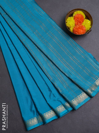 Teal Blue Semi Mysore Silk Saree