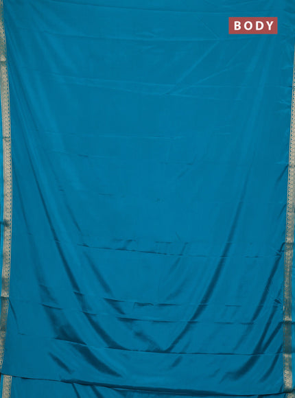 Teal Blue Semi Mysore Silk Saree