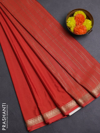 Rust Semi Mysore Silk Saree