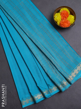 Teal Blue Semi Mysore Silk Saree
