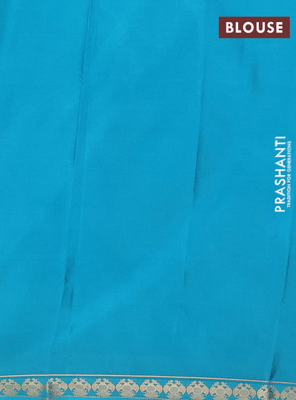 Teal Blue Semi Mysore Silk Saree