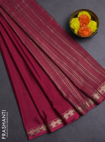 Pastel Maroon Semi Mysore Silk Saree