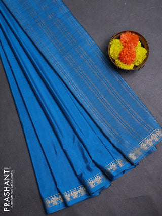 Peacock Blue Semi Mysore Silk Saree