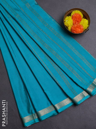 Teal Blue Semi Mysore Silk Saree