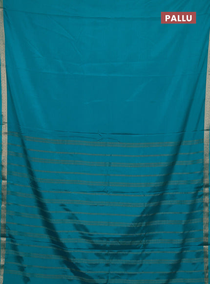 Teal Blue Semi Mysore Silk Saree