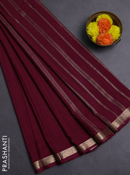 Wine Semi Mysore Silk Saree