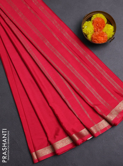 Peach Pink Semi Mysore Silk Saree