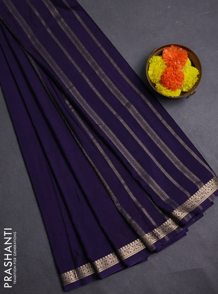 Navy Blue Semi Mysore Silk Saree