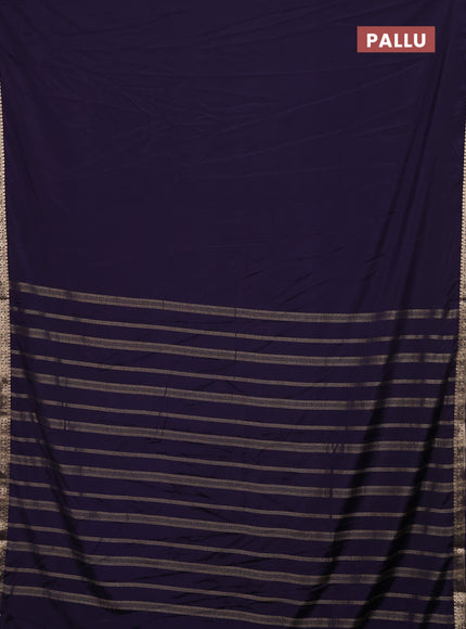 Navy Blue Semi Mysore Silk Saree