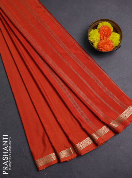 Rust  Semi Mysore Silk Saree