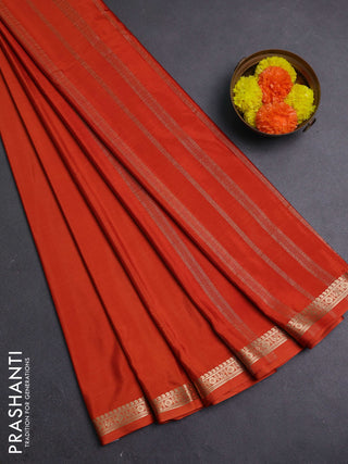 Rust  Semi Mysore Silk Saree
