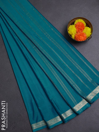 Teal Blue Semi Mysore Silk Saree