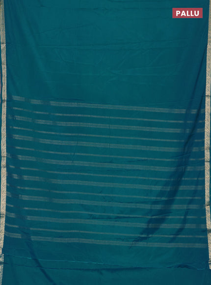 Teal Blue Semi Mysore Silk Saree