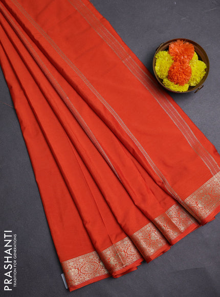 Rust  Semi Mysore Silk Saree