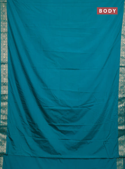 Teal Blue Semi Mysore Silk Saree