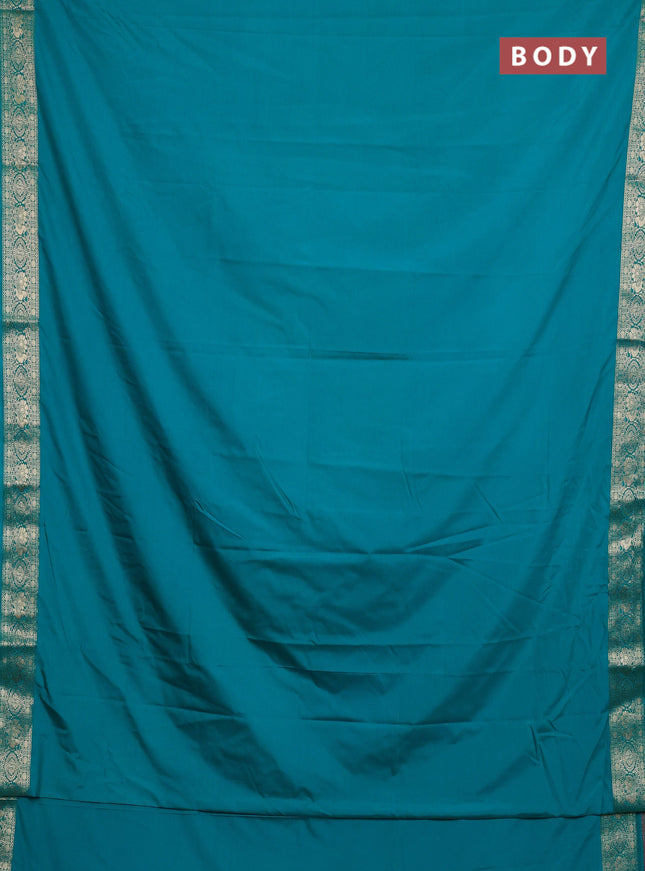 Teal Blue Semi Mysore Silk Saree