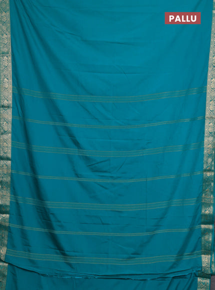 Teal Blue Semi Mysore Silk Saree