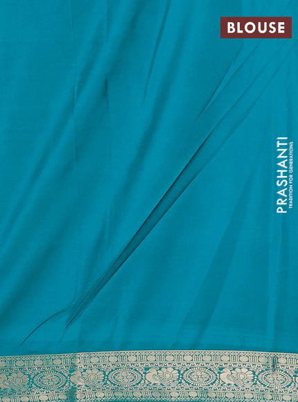 Teal Blue Semi Mysore Silk Saree