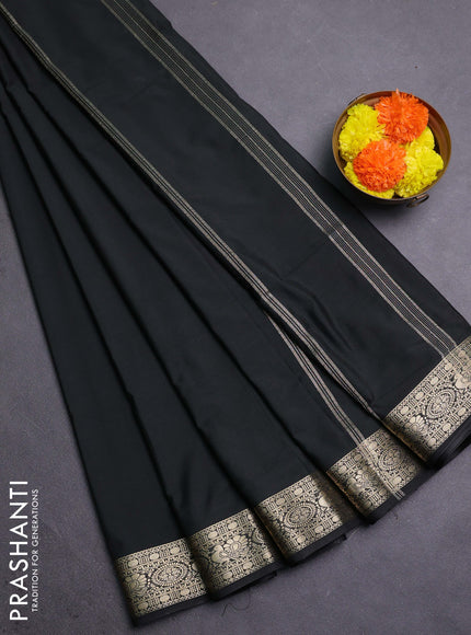 Black Semi Mysore Silk Saree