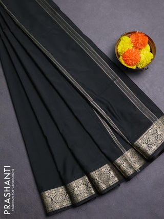 Black Semi Mysore Silk Saree