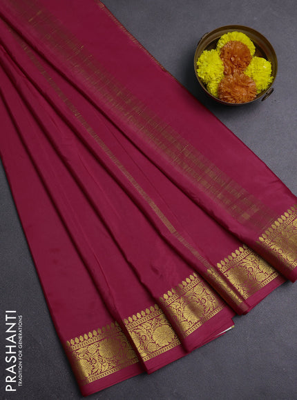 Peach Red Semi Mysore Silk Saree