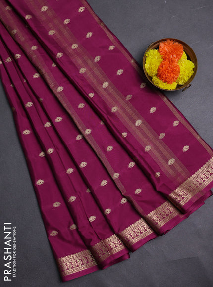 Wine Semi Mysore Silk Saree