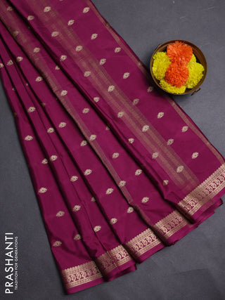 Wine Semi Mysore Silk Saree
