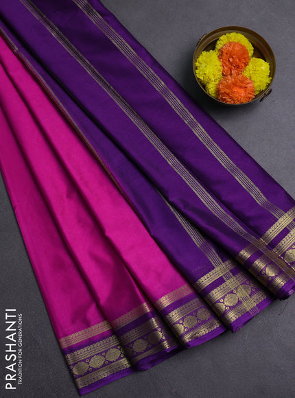 Pink & Purple Semi Mysore Silk Saree
