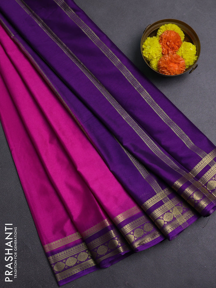 Pink & Purple Semi Mysore Silk Saree