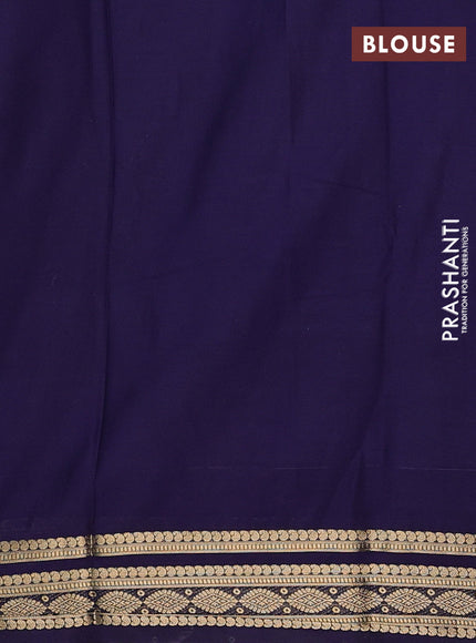 Teal Blue & Navy Blue Semi Mysore Silk Saree