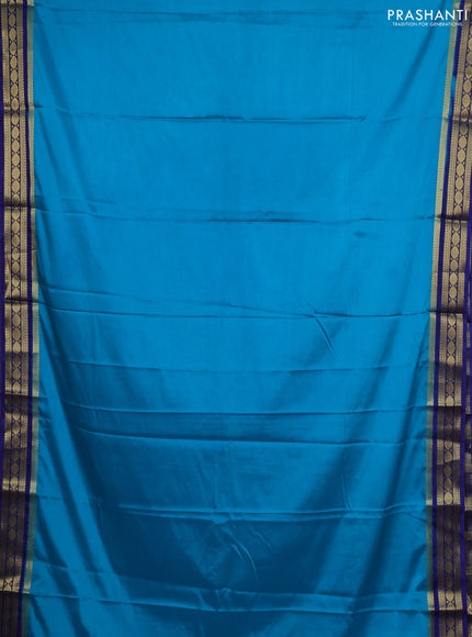 Teal Blue & Blue Semi Mysore Silk Saree