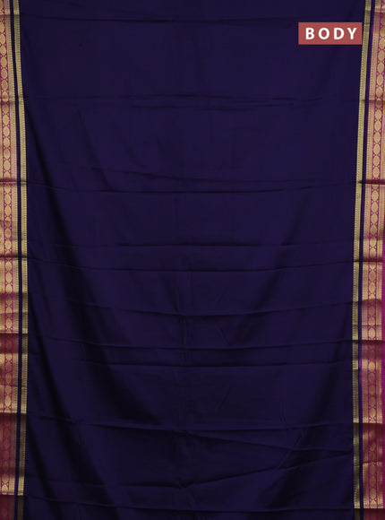 Navy Blue & Magenta Pink Semi Mysore Silk Saree