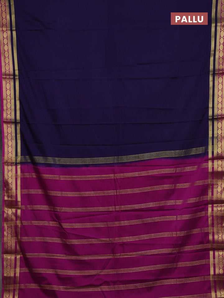Navy Blue & Magenta Pink Semi Mysore Silk Saree