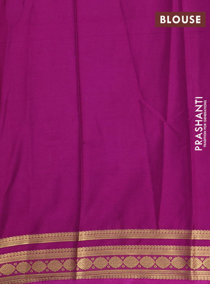 Navy Blue & Magenta Pink Semi Mysore Silk Saree