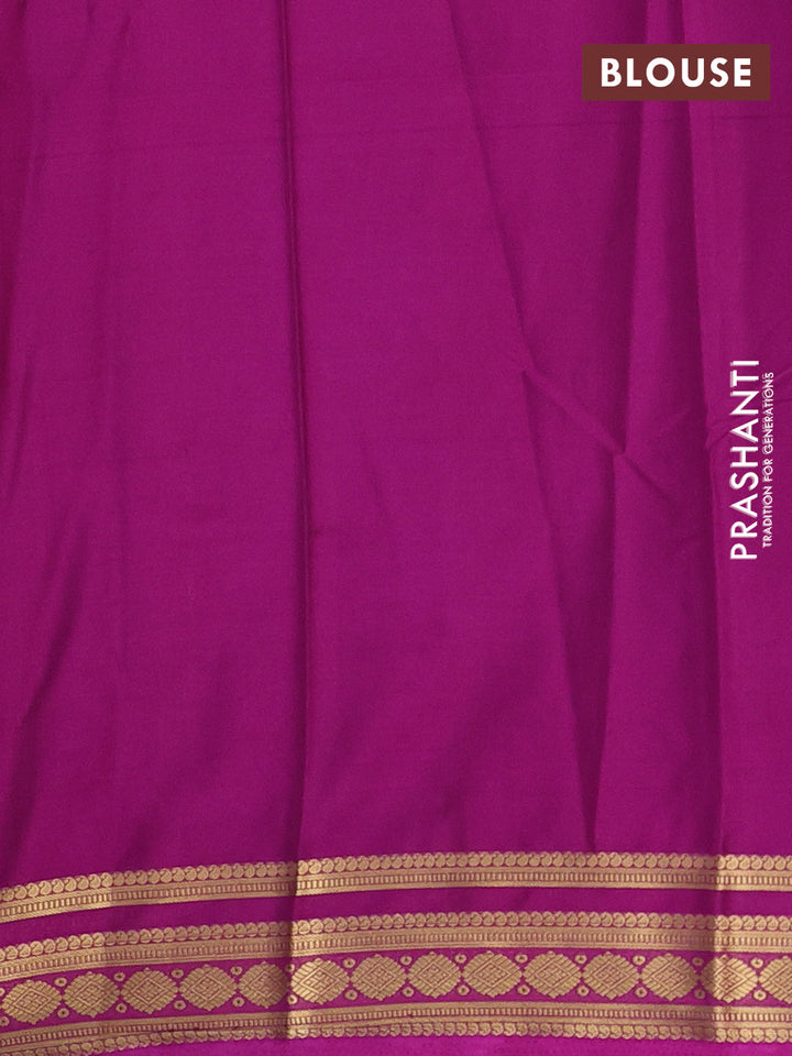 Navy Blue & Magenta Pink Semi Mysore Silk Saree