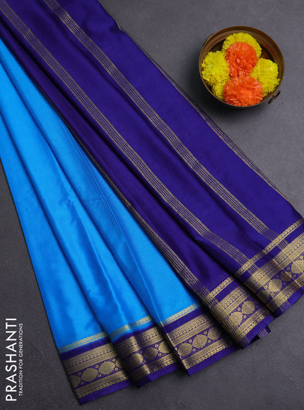 Cs Blue & Blue Semi Mysore Silk Saree