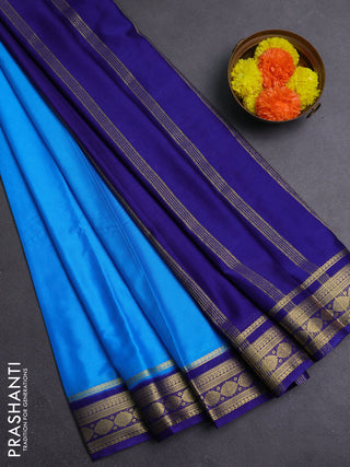 Cs Blue & Blue Semi Mysore Silk Saree