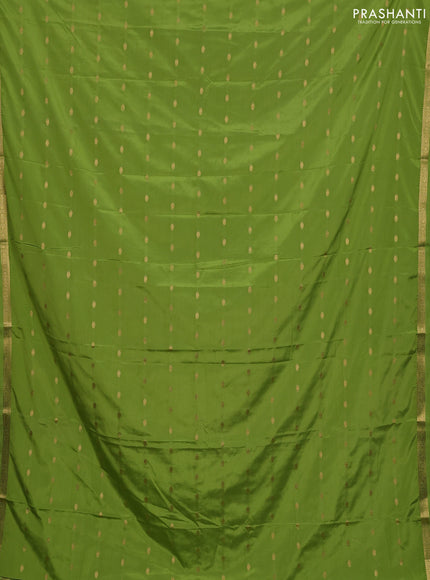 Lime Green Semi Mysore Silk Saree