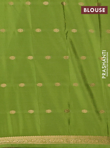 Lime Green Semi Mysore Silk Saree