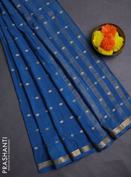 Peacock Blue Semi Mysore Silk Saree