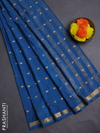 Peacock Blue Semi Mysore Silk Saree