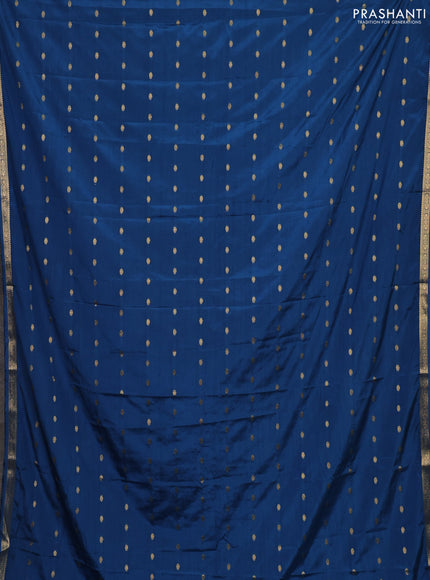 Peacock Blue Semi Mysore Silk Saree