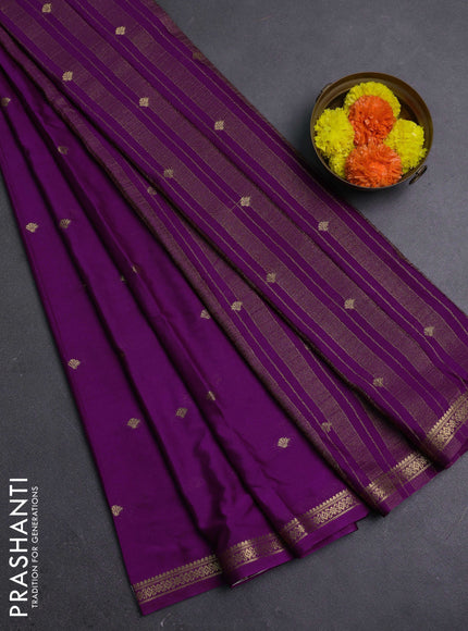 Wine  Semi Mysore Silk Saree