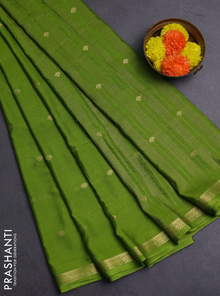 Lime Green Semi Mysore Silk Saree
