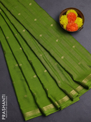 Lime Green Semi Mysore Silk Saree