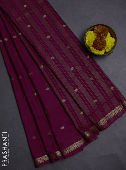 Wine  Semi Mysore Silk Saree